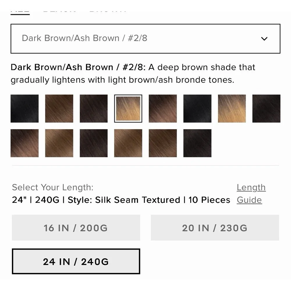 BELLAMI Silk Seam Textured Clip Ins NEW Dark Brown Ash Brown Ombre Blowout 24